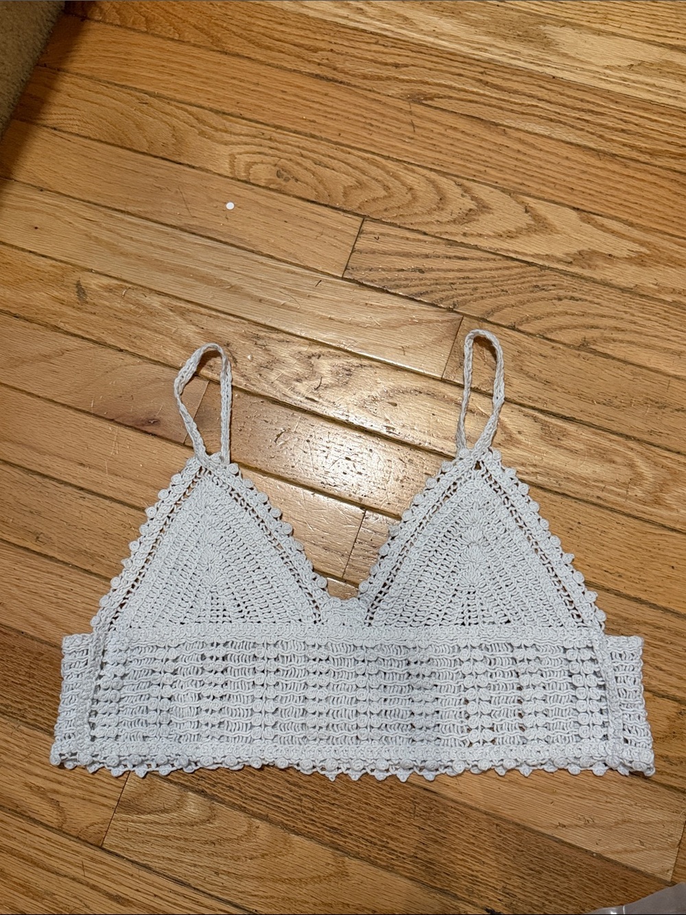 Handmade White Crochet Crop Bralette